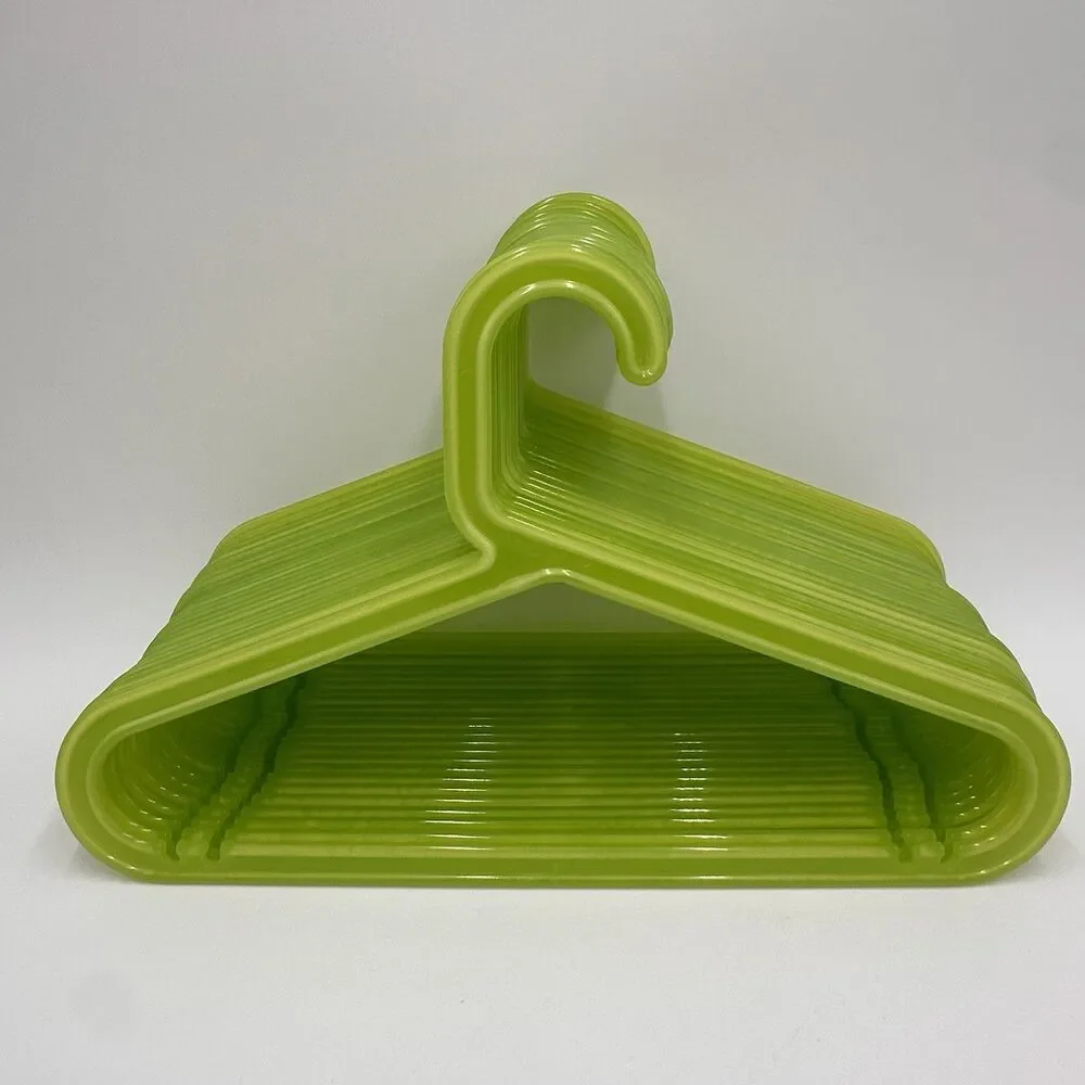 IKEA BAGIS Childrens Clothing Hangers Anna Efverlund Neon Green Lot 23 Vintage